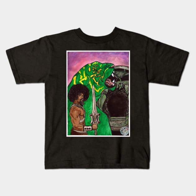 Afro He-Man Kids T-Shirt by BladeAvenger